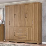 Guarda-roupa Casal 8 Portas 4 Gavetas 201cm Multimóveis Cr35288 Amêndola Touch