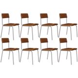 Kit 08 Cadeiras Estofada Para Sala De Jantar Sense Branco C01 Courino Caramelo - Lyam Decor