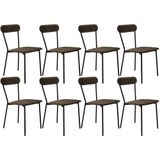 Kit 08 Cadeiras Estofada Para Sala De Jantar Liora Preto C01 Veludo Marrom Sand - Lyam Decor