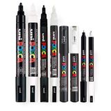 Conjunto De Marcadores Posca Preto E Branco - Ponta Fina A Média - 8 Peças