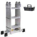 Escada De Alumínio 4x3 12 Degraus + Handy Box Cinza