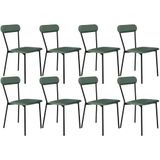 Kit 08 Cadeiras Estofada Para Sala De Jantar Liora Preto C01 Courino Verde Sálvia - Lyam Decor