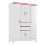 Guarda-roupa Com 6 Portas E 2 Gavetas 128cm Multimóveis Cr35283 Branco/rosa