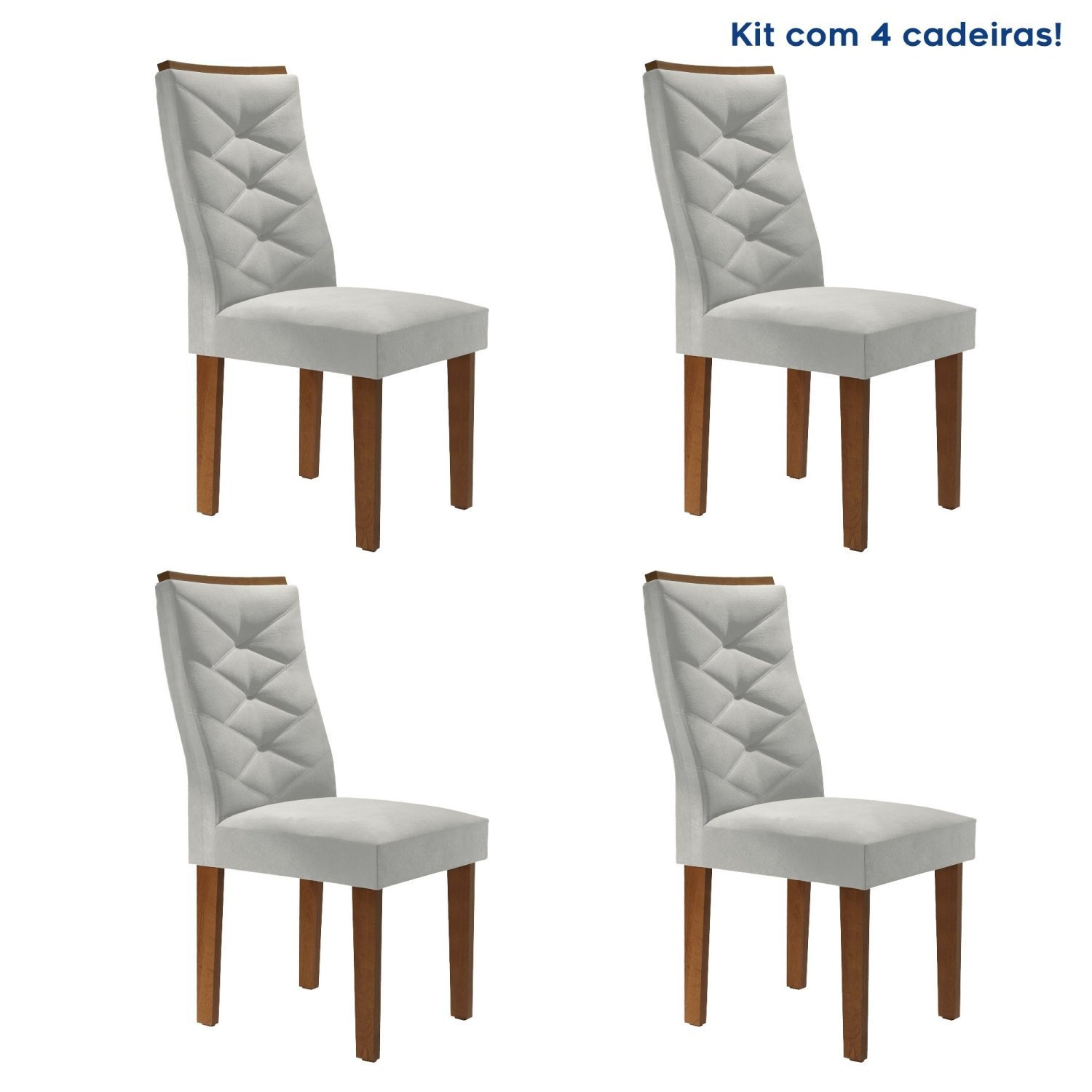 Conjunto 4 Cadeiras Para Sala De Jantar Germany Espresso Móveis Chocolate/off White/boucle Gelo