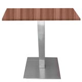 Mesa Quadrada Alpha Inox Prata 73,50 Cm (altura) Tampo Mdp Quadrado 80 Cm Walnut (larg)