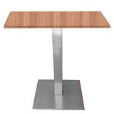 Mesa Quadrada Alpha Inox Prata 73,50 Cm (altura) Tampo Mdp Quadrado 60 Cm Noce Naturalle (larg)