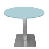 Mesa Quadrada Alpha Inox Prata 73,50 Cm (altura) Tampo Mdp Redondo 60 Cm Cinza (larg)