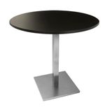 Mesa Quadrada Alpha Inox Prata 73,50 Cm (altura) Tampo Mdp Redondo 80 Cm Preto (larg)
