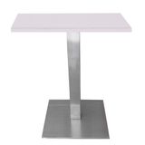 Mesa Quadrada Alpha Inox Prata 73,50 Cm (altura) Tampo Mdp Quadrado 80 Cm Branco (larg)