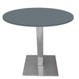 Mesa Quadrada Alpha Inox Prata 73,50 Cm (altura) Tampo Mdp Redondo 80 Cm Grafito (larg)