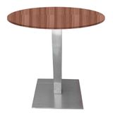 Mesa Quadrada Alpha Inox Prata 73,50 Cm (altura) Tampo Mdp Redondo 60 Cm Walnut (larg)