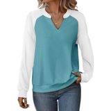 Moletom Feminino Eadinve, Casual, Decote Em V, Manga Comprida, Caimento Solto
