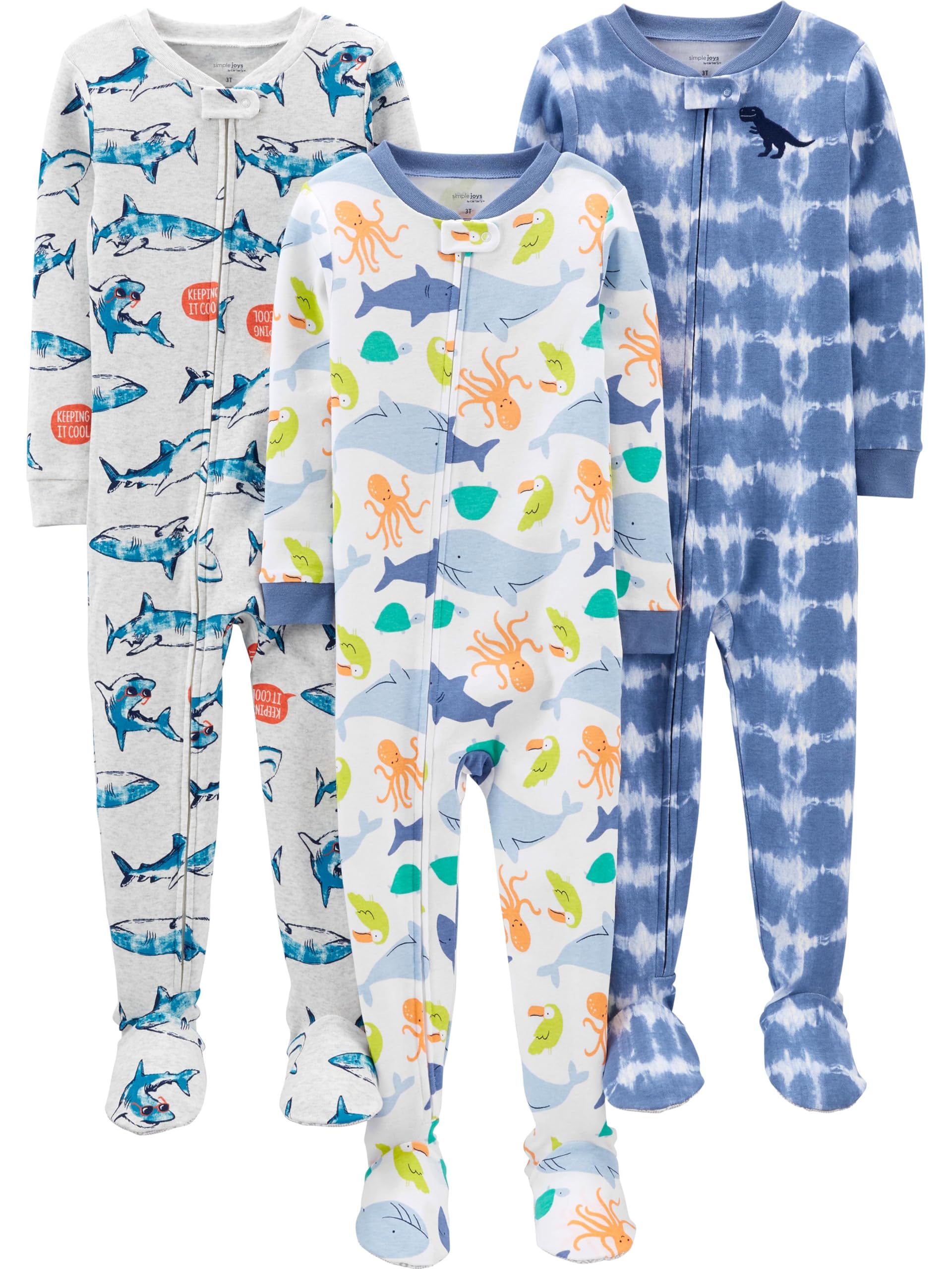 Pijamas Simple Joys Da Carter's Toddler Boys 2t Sea Life/shark/tie Dye