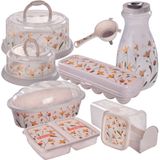 Kit Boleira, Queijeira, Porta Pães, Porta Torradas, Porta Frios, Porta Ovos, Garrafa 1,8l E Peneira Funil Mrmrz 8 Peças