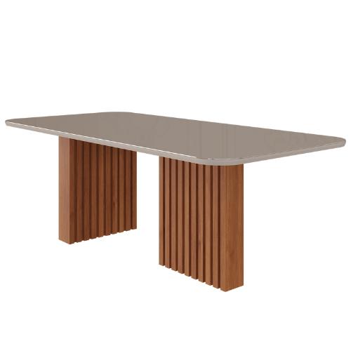 Mesa De Jantar Retangular 210cm Ester Cinamomo/off White Cimol Móveis
