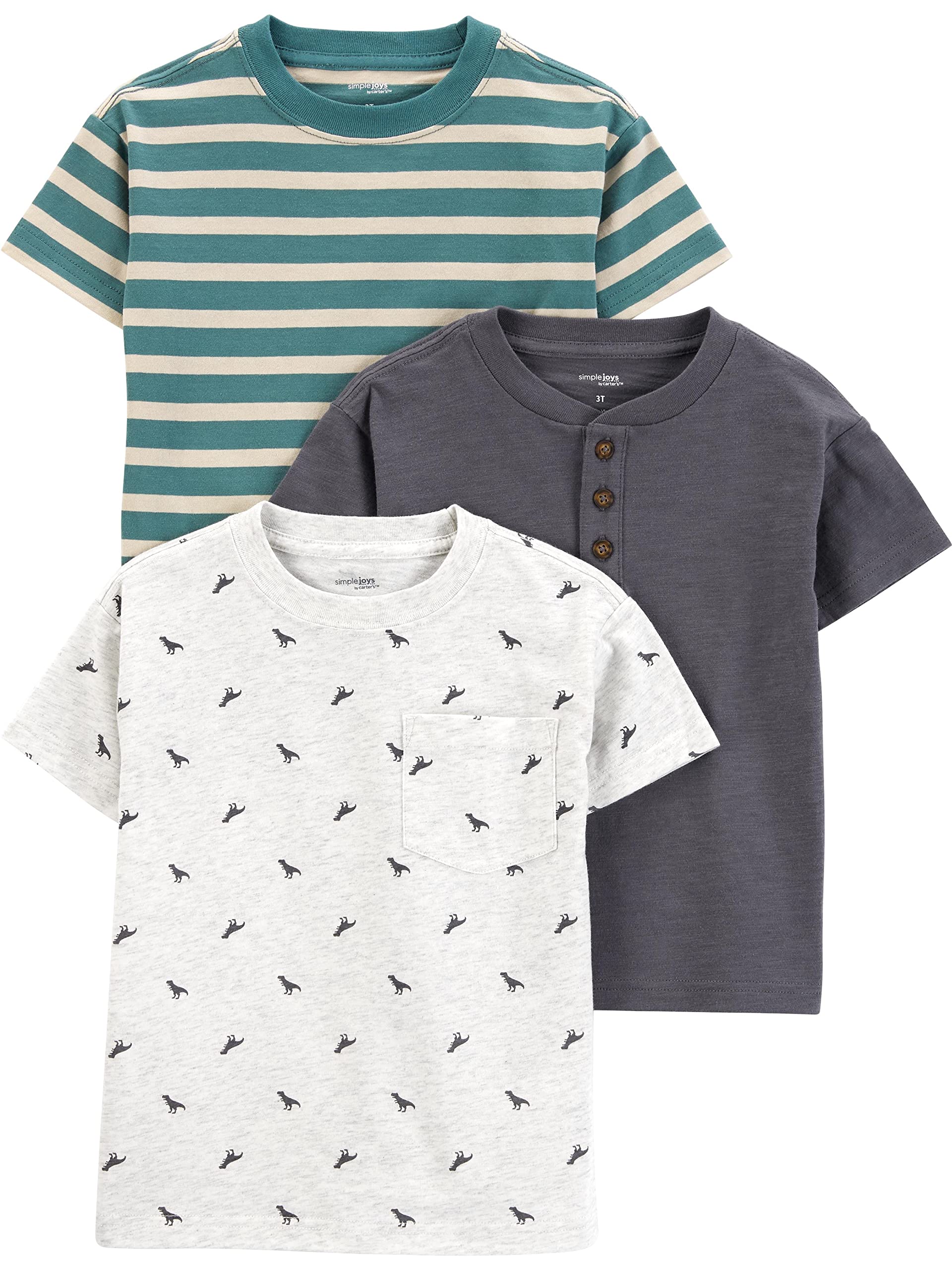 Camisetas Simple Joys By Carter's Baby Boys, Pacote Com 3 Unidades