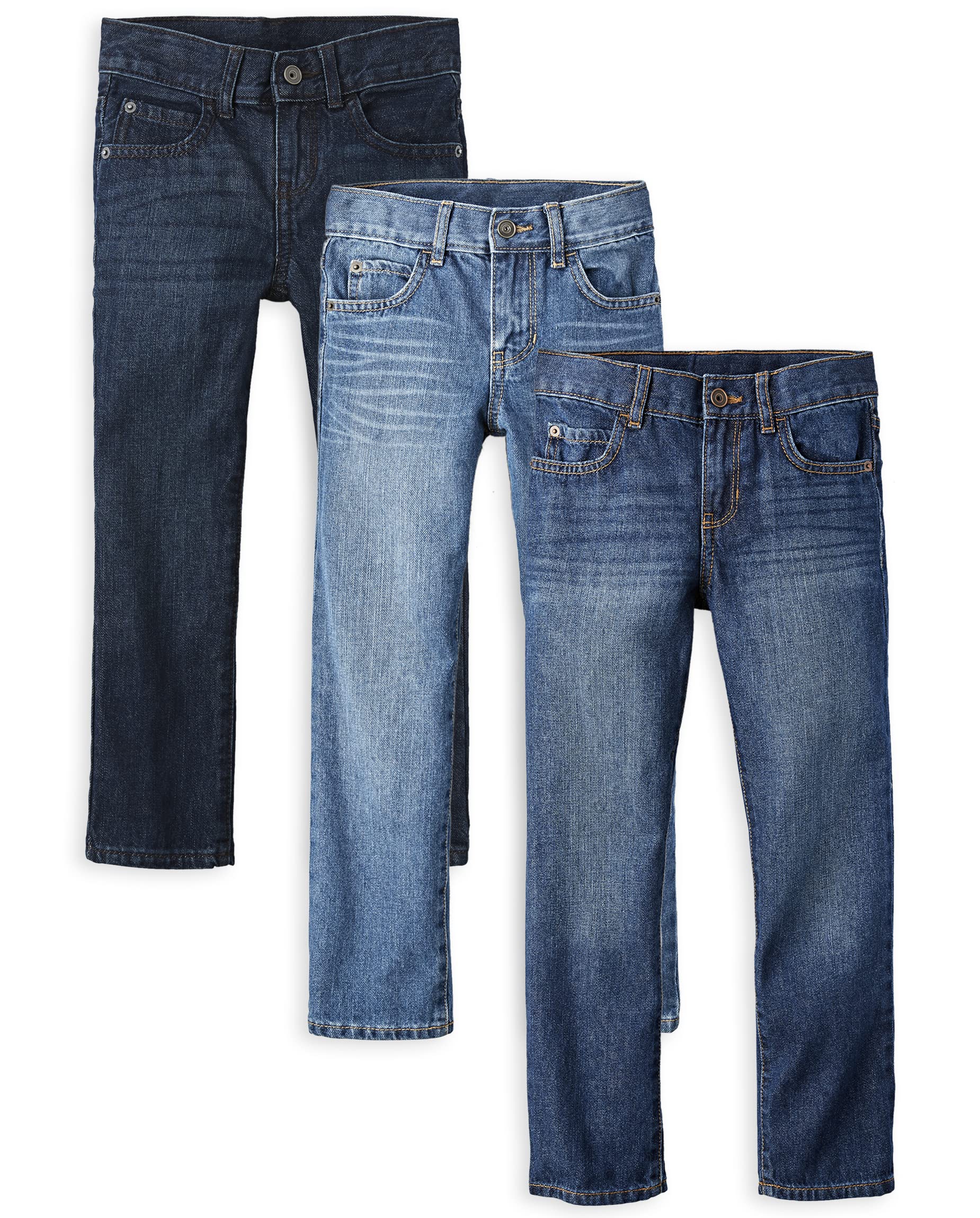 Jeans The Children's Place Boys Basic Straight Leg, Pacote Com 3