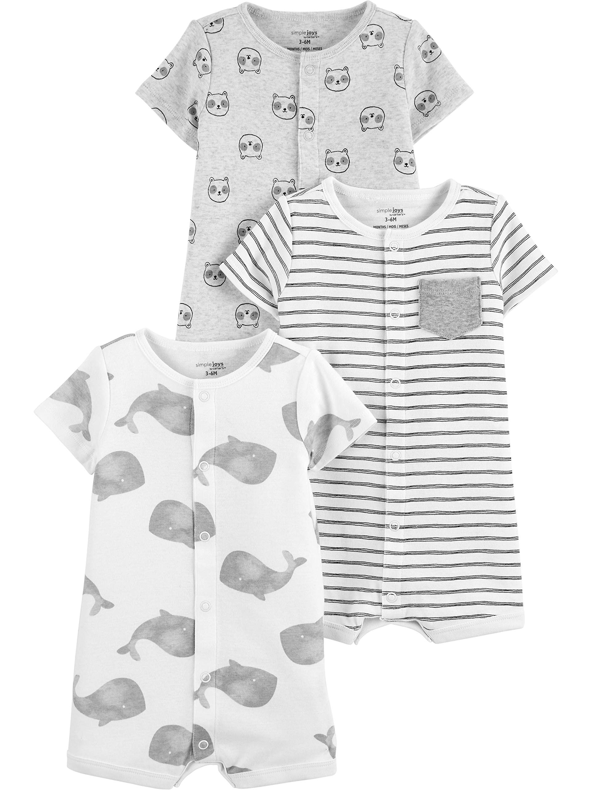 Romper Simple Joys Da Carter's Snap-up, Pacote Com 3, 12 Meses