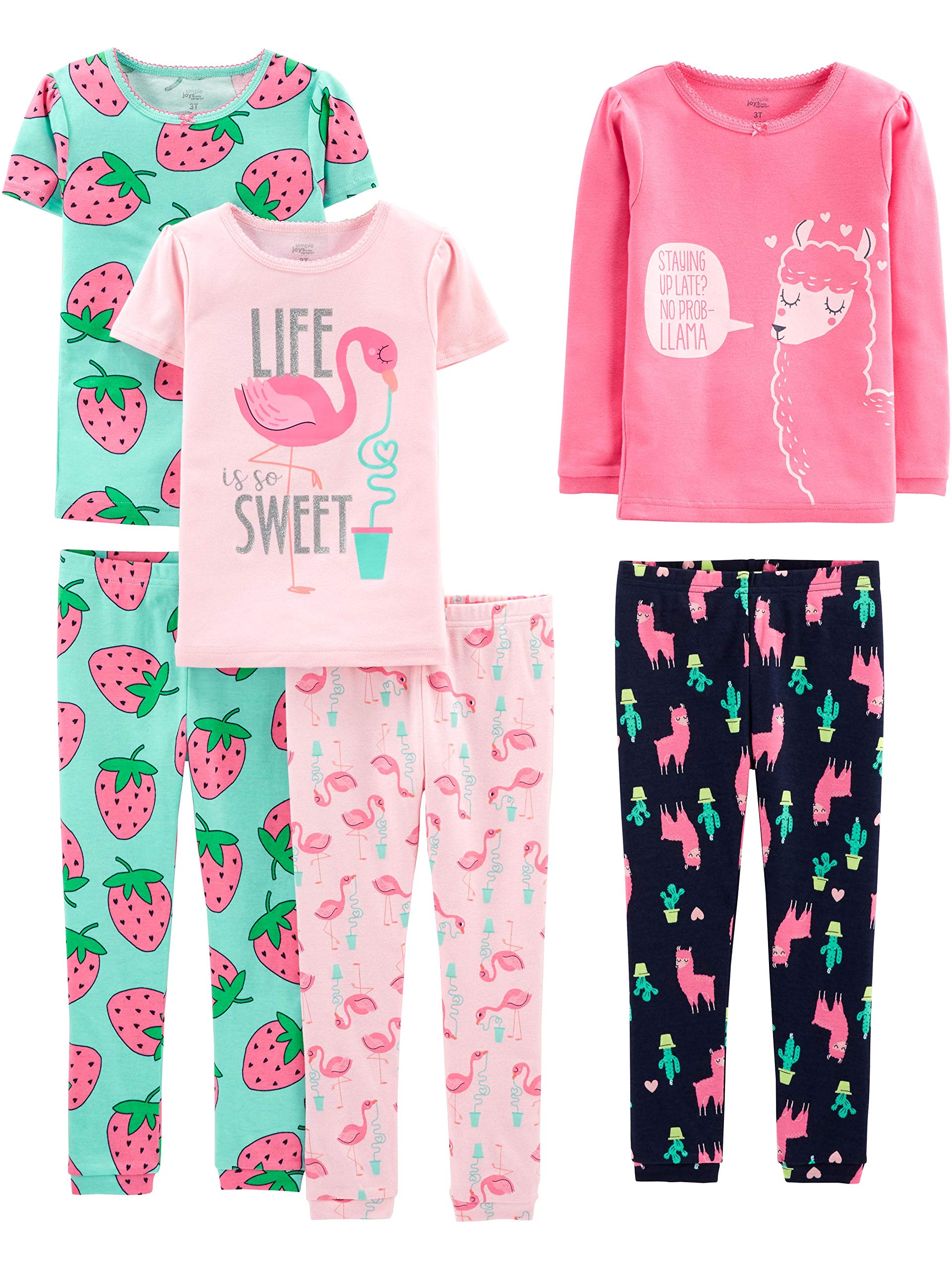 Conjunto De Pijamas Simple Joys By Carter's Girls 4t, 6 Peças De Algodão
