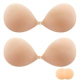 Sutiã Pegajoso Sem Alças Invisible Push Up B Cup Beige Joma