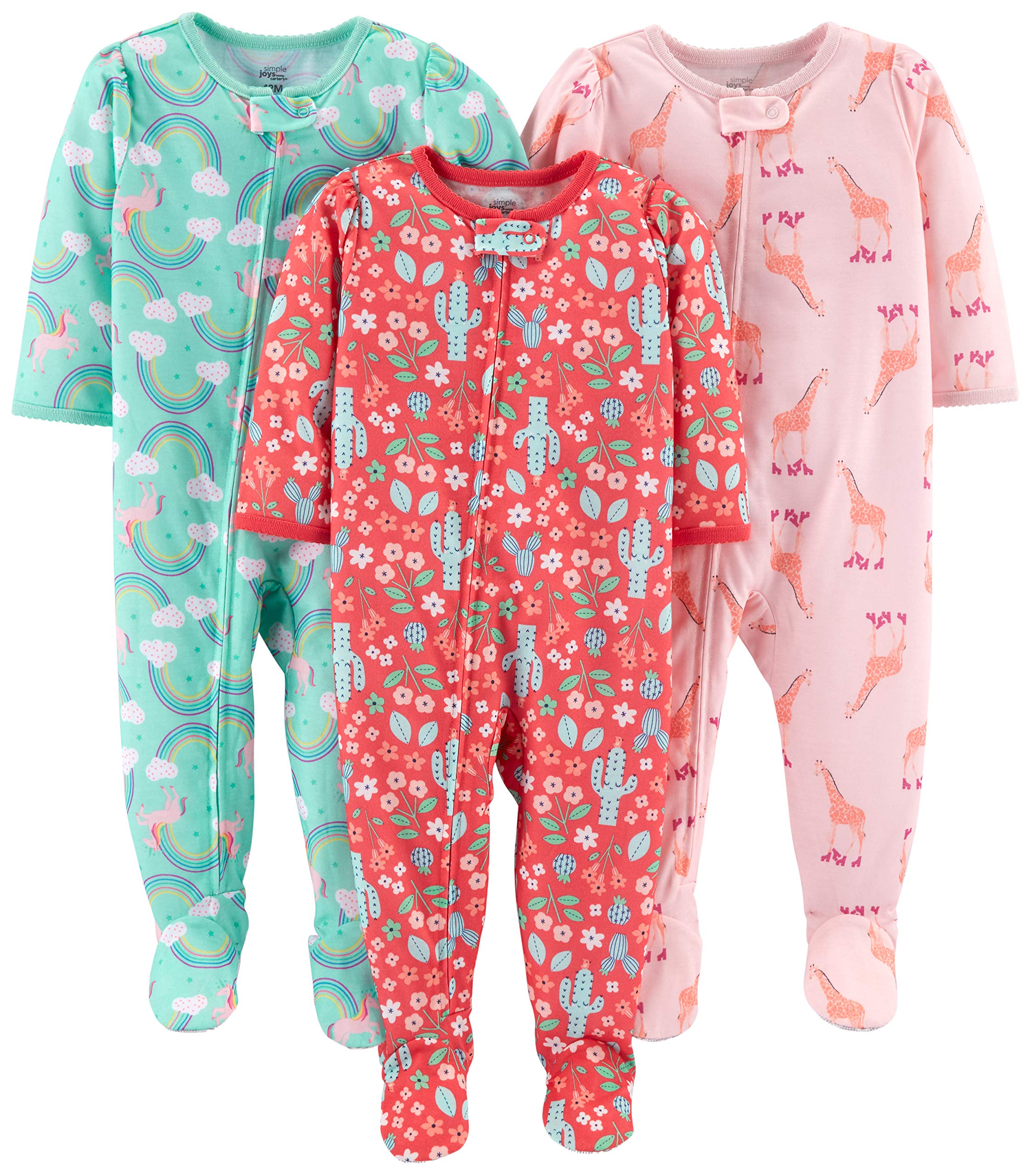 Pijamas Simple Joys By Carter's Baby Girls 3t, Pacote Com 3 Unidades De Poliéster