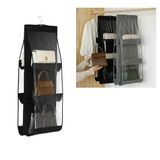 Organizador De Bolsa Cabideiro Para Guarda Roupa Armário Com 6 Bolsos Divisórias Transparente Prateleira.