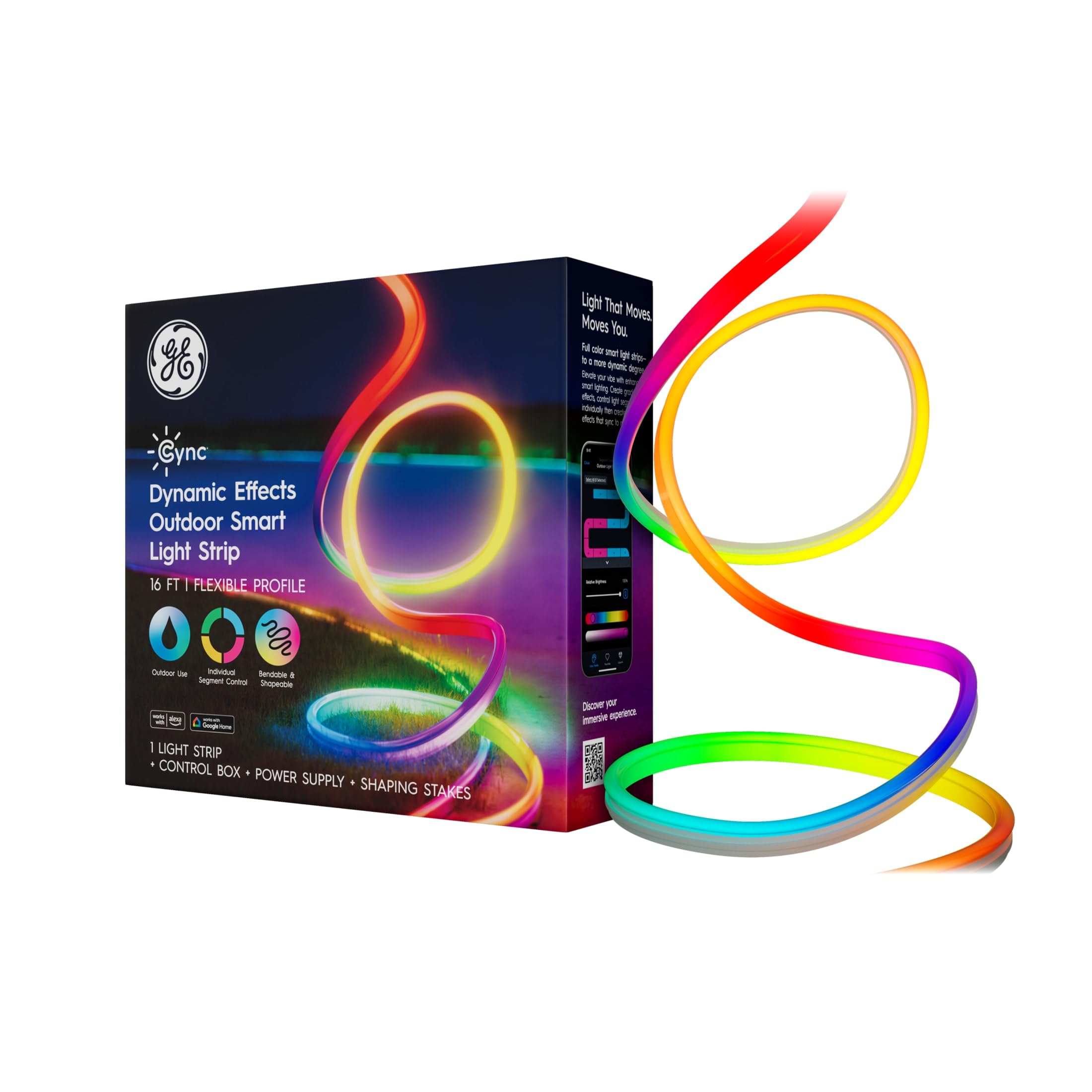 Faixa De Luz Led Inteligente Ge Cync Dynamic Effects À Prova D'água De 16 Pés