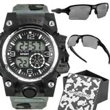 Relogio Digital Masculino Prova Dagua + Oculos Sol Ajustavel Qualidade Premium Camuflado Original