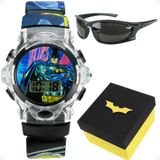 Relogio Infantil Digital Preto Batman + Oculos Sol + Caixa Menino Original Presente Criança Pink