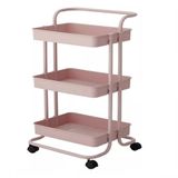 Carrinho Auxiliar Organizador, Salão, Estética, Multiuso, 3 Prateleiras, Armazenamento, Sala, Cozinha, Rose Gold, Com Ro