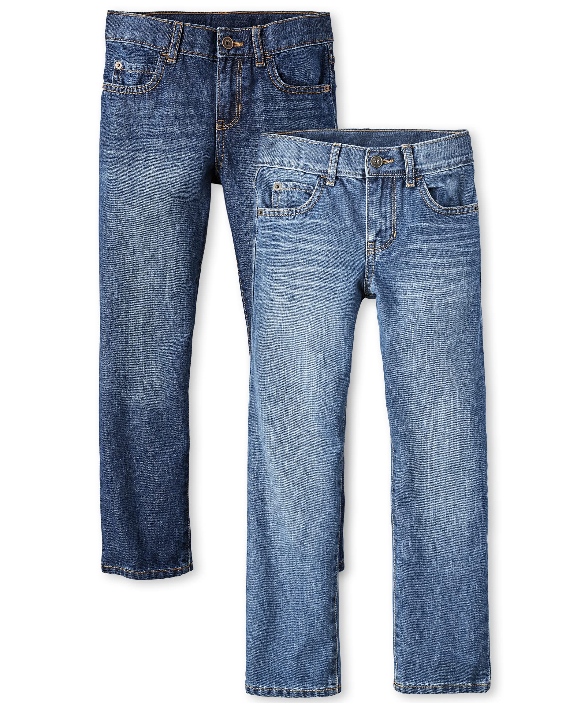 Jeans The Children's Place Boys Basic Straight Leg, Pacote Com 2