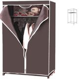 Guarda-roupa Arara Com Prateleira E Cabideiro Portátil Armário Multifuncional Dobravel, Organizador Marrom
