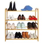 Sapateira De Bambu 24 Sapatos 4 Prateleiras 12 Pares Organizador Ecológico Madeira Desmontável Portátil