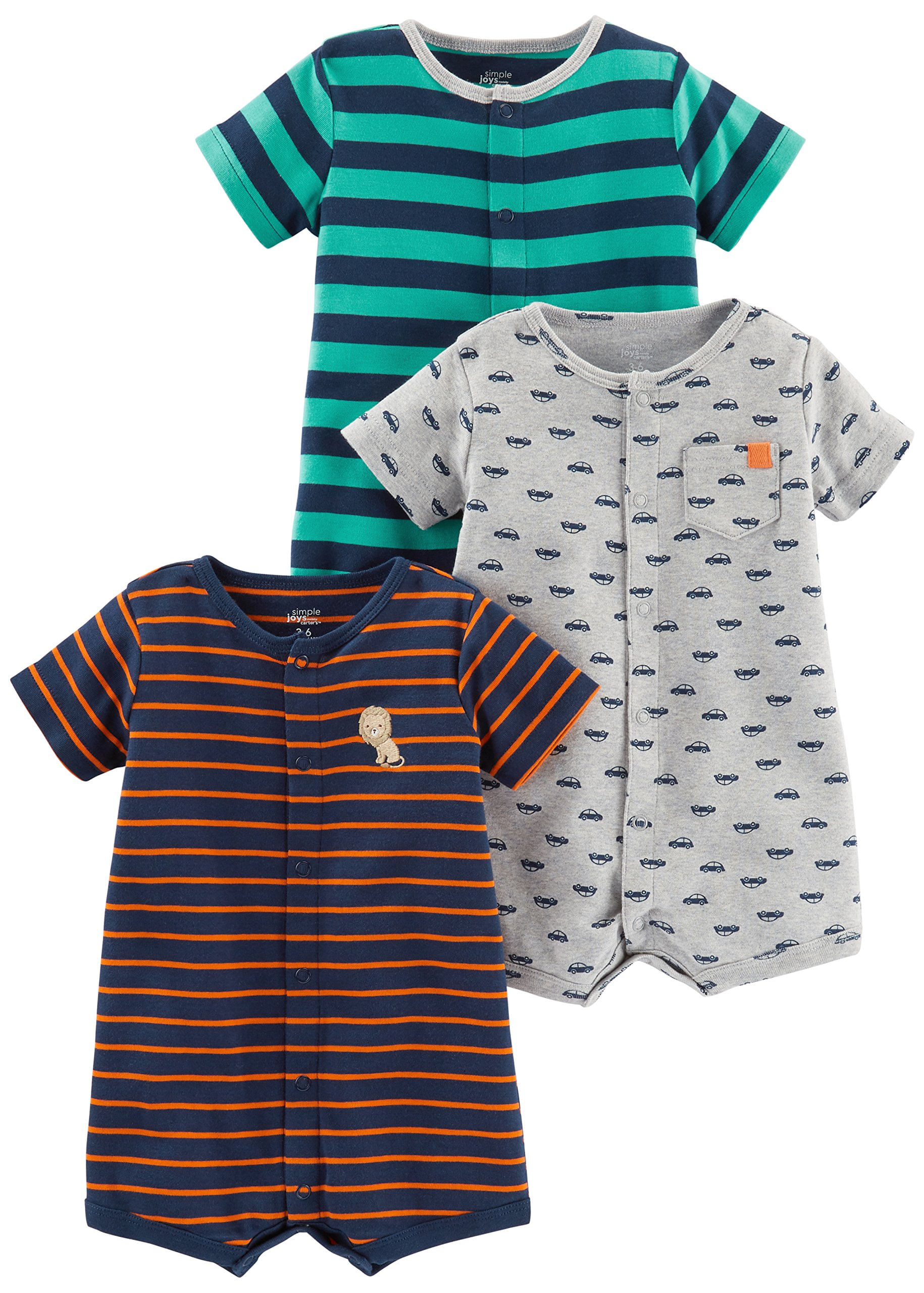 Romper Simple Joys Da Carter's Snap-up, Pacote Com 3, 24 Meses