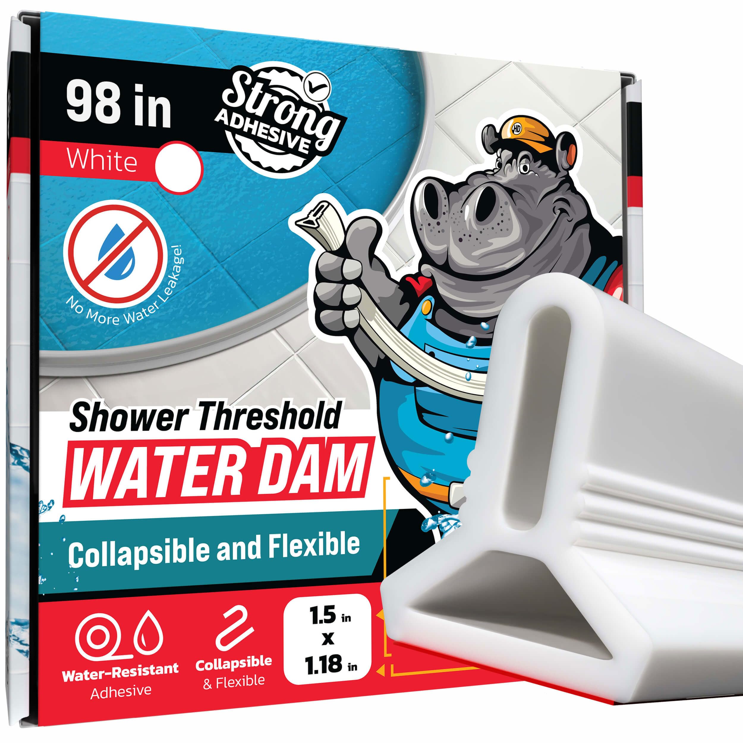 Barreira De Barragem De Água Com Limiar De Chuveiro Hippo Dam White 98cm