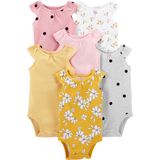 Macacões Simple Joys Da Carter&#39;s Baby Girls, Pacote Com 6 Unidades Sem Mangas