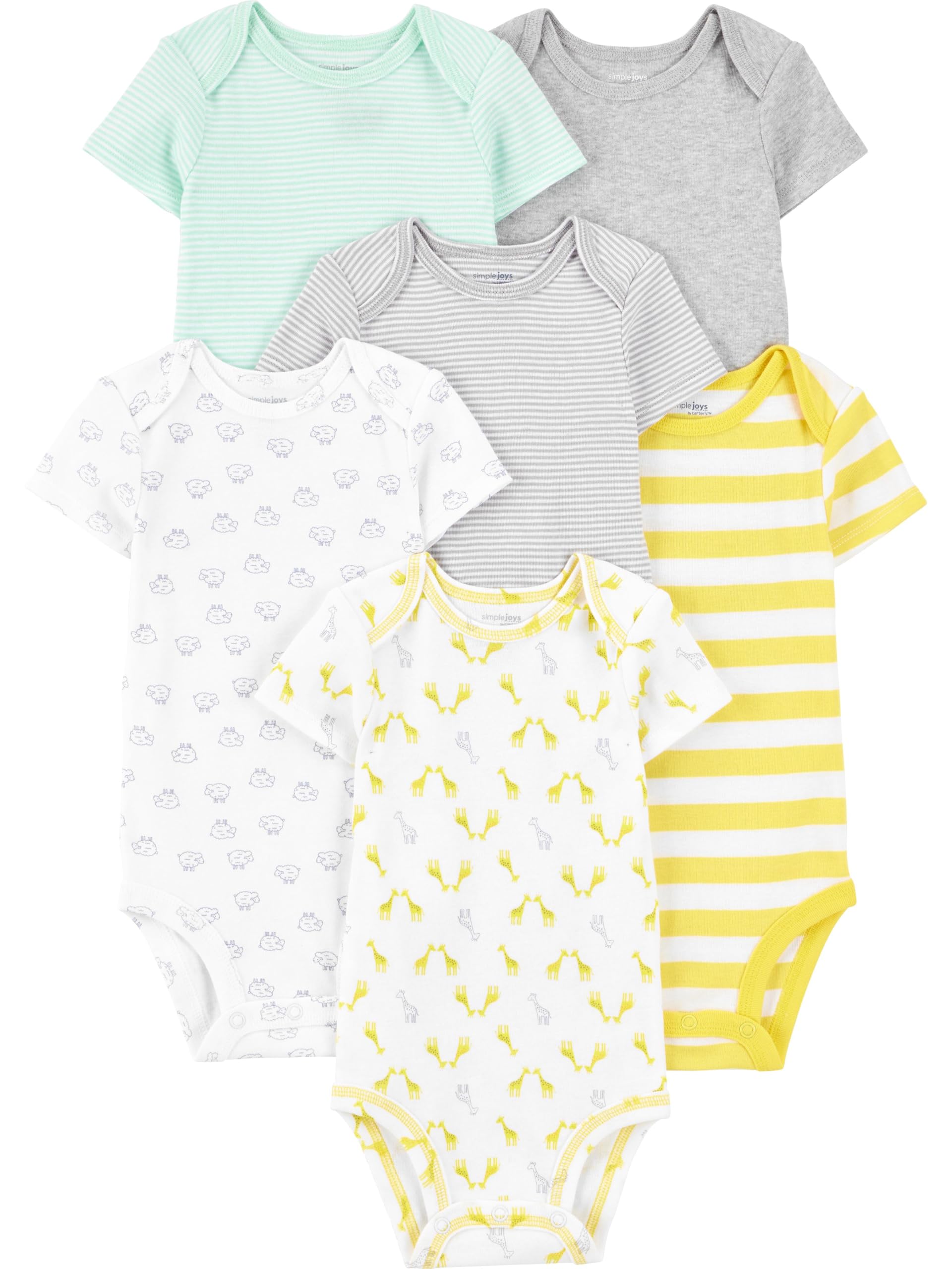 Bodysuit Simple Joys By Carter's Unissex Newborn, Pacote Com 6