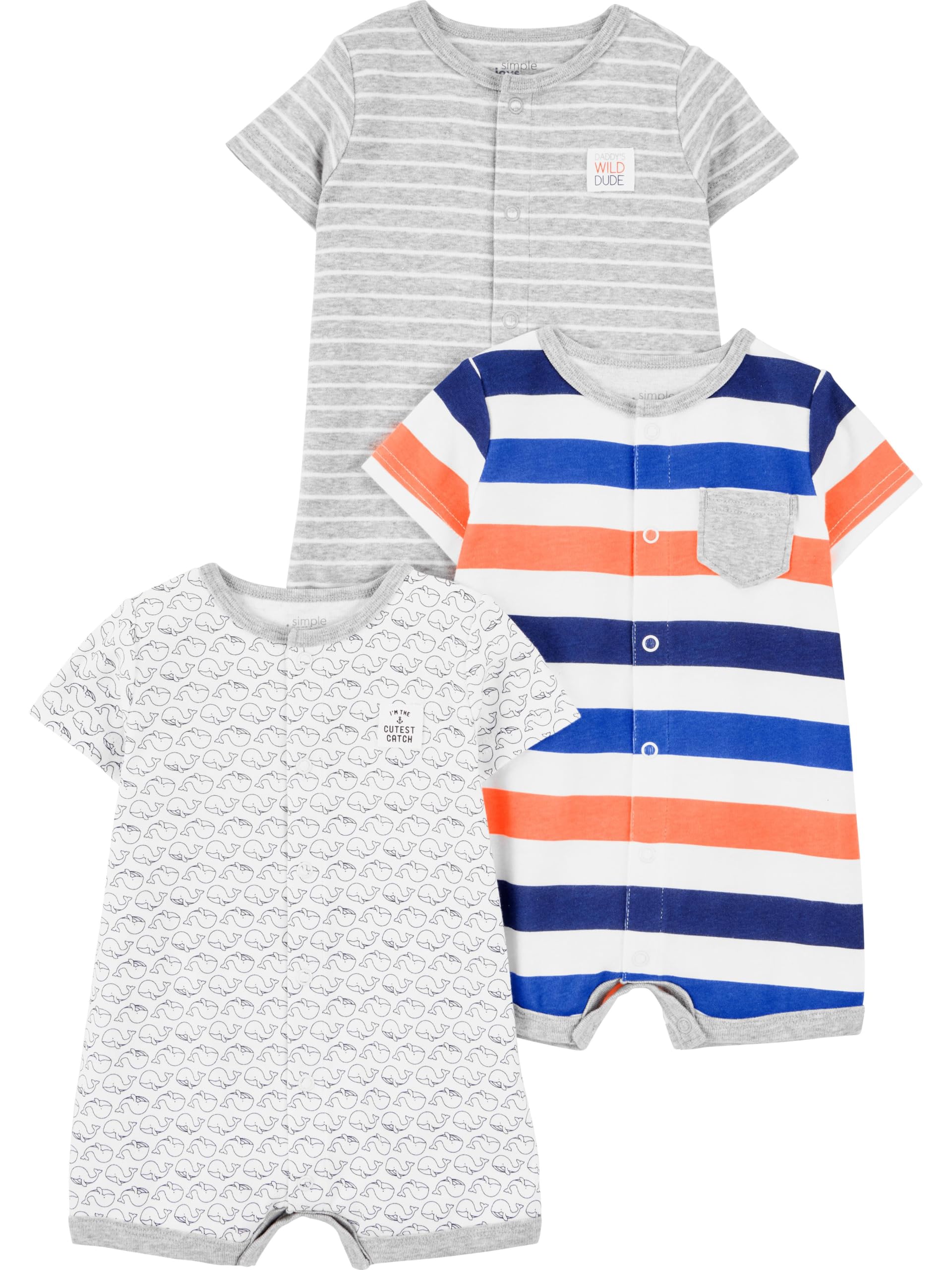 Romper Simple Joys Da Carter's Snap-up, Pacote Com 3, 12 Meses