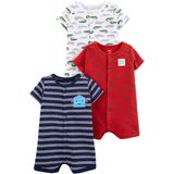 Macacão Simple Joys By Carter&#39;s, Pacote Com 3 Unidades, Snap-up Baby Boy Navy