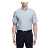 Camisa Van Heusen, Vestido Masculino De Manga Curta, Ajuste Regular, Oxford