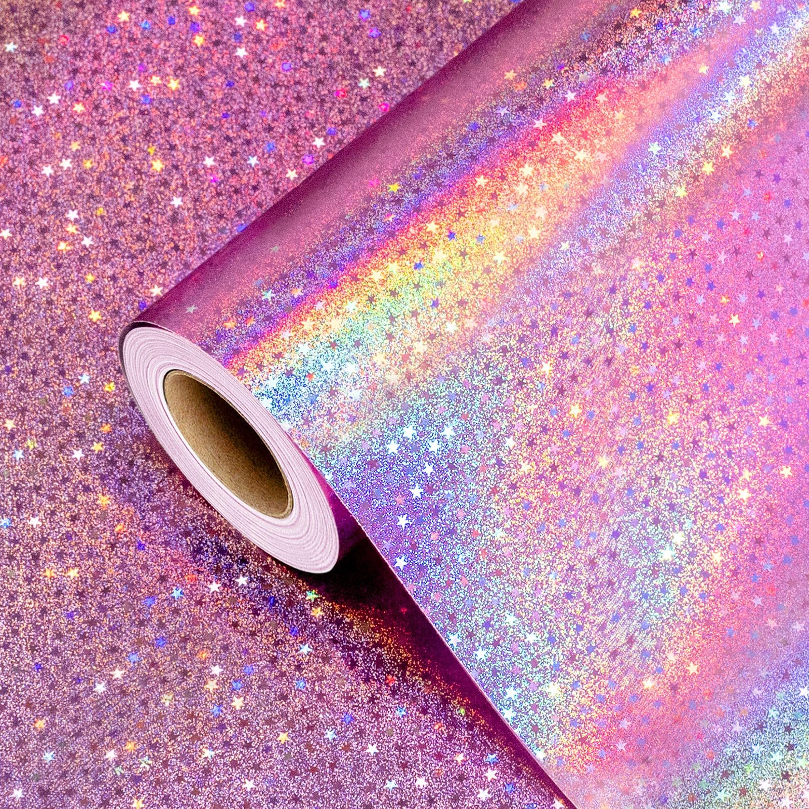 Rolo De Papel De Embrulho Burymento Pink Metallic Holographic