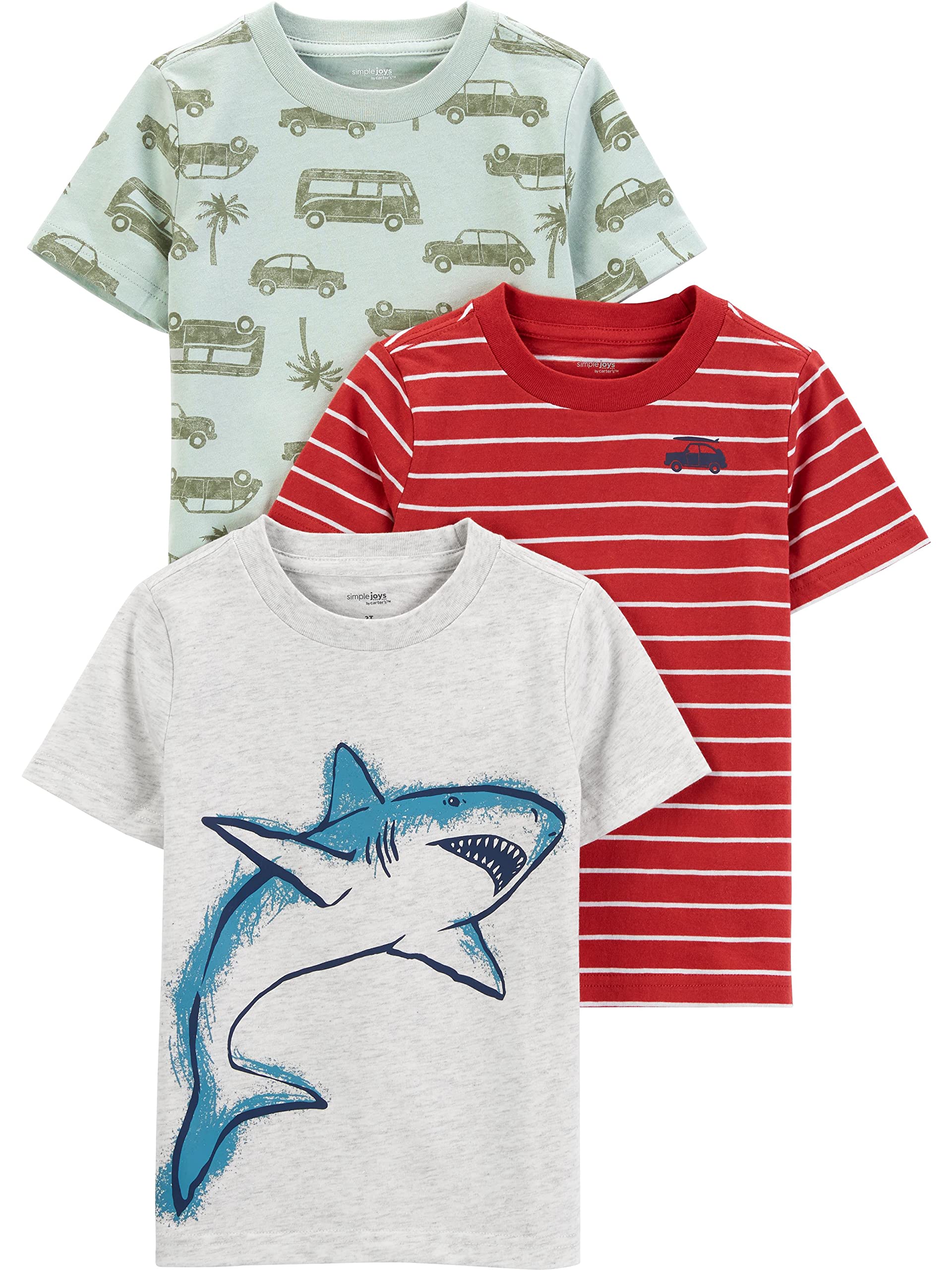 Camisetas Simple Joys By Carter's Baby Boys, Pacote Com 3, Tamanho 7