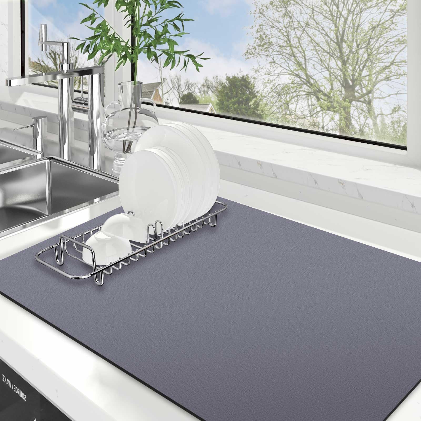 Tapete De Secagem De Pratos Wiselife Super Absorbent Large Classic Grey