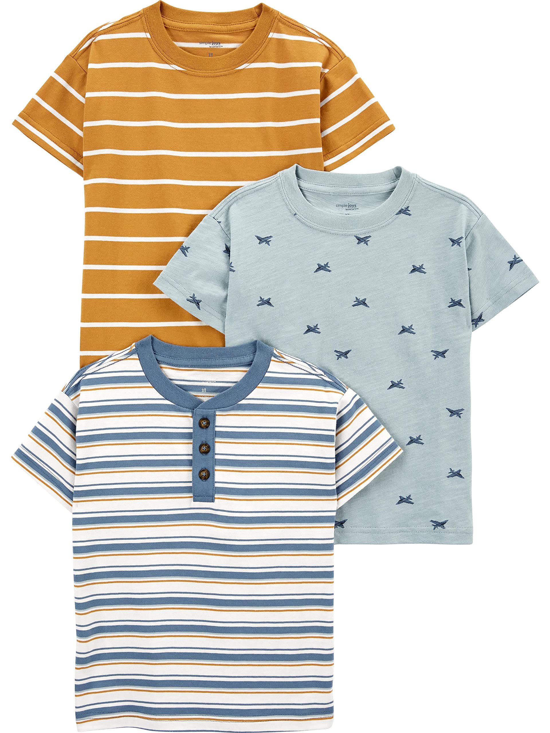 Camisetas Simple Joys By Carter's Baby Boys, Pacote Com 3, Tamanho 7
