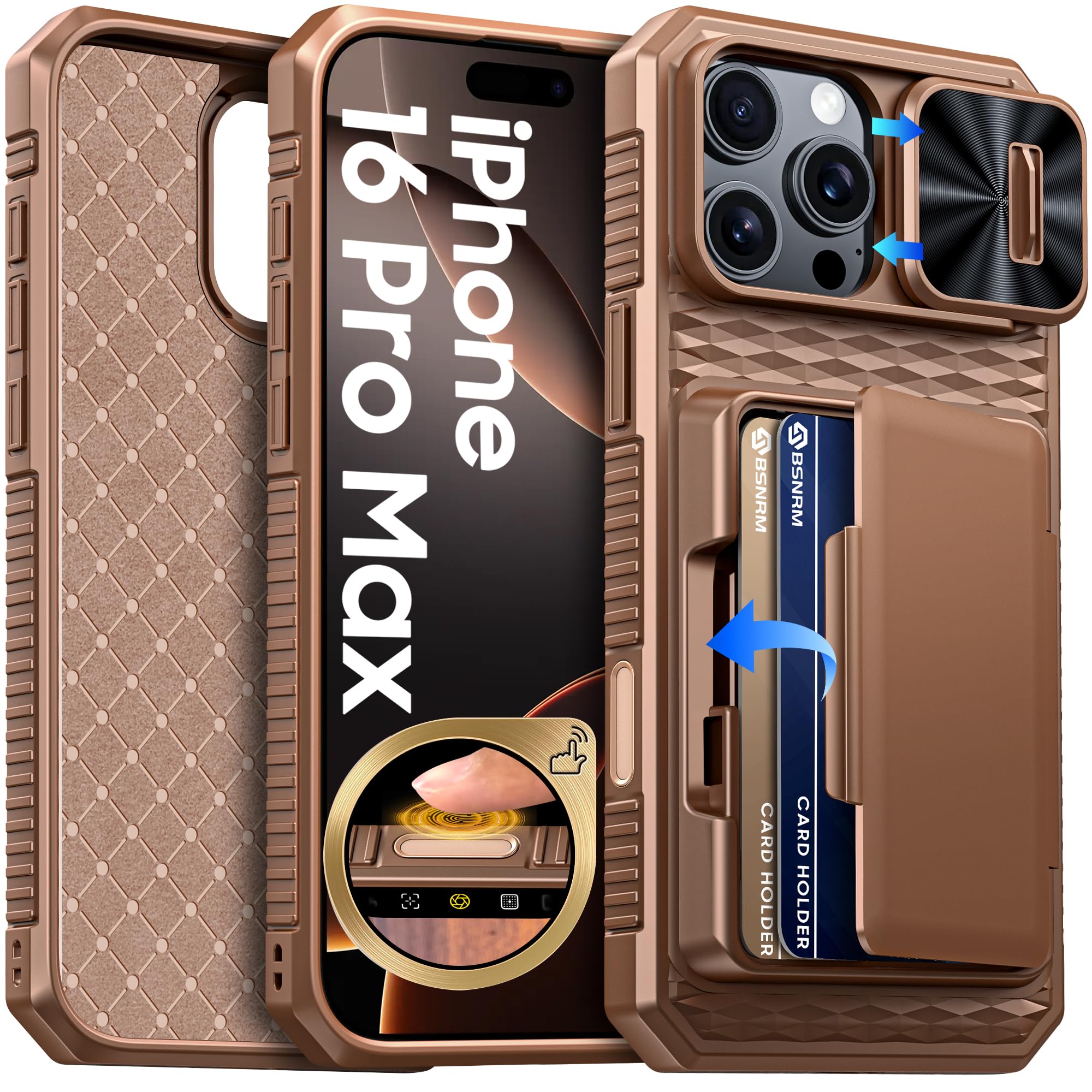 Capa De Telefone Bsnrm Para Iphone 16 Pro Max Com Suporte Para Cartão