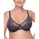 Sutiã Minimizer Hsia Full Coverage Underwire Lace Cinza Escuro