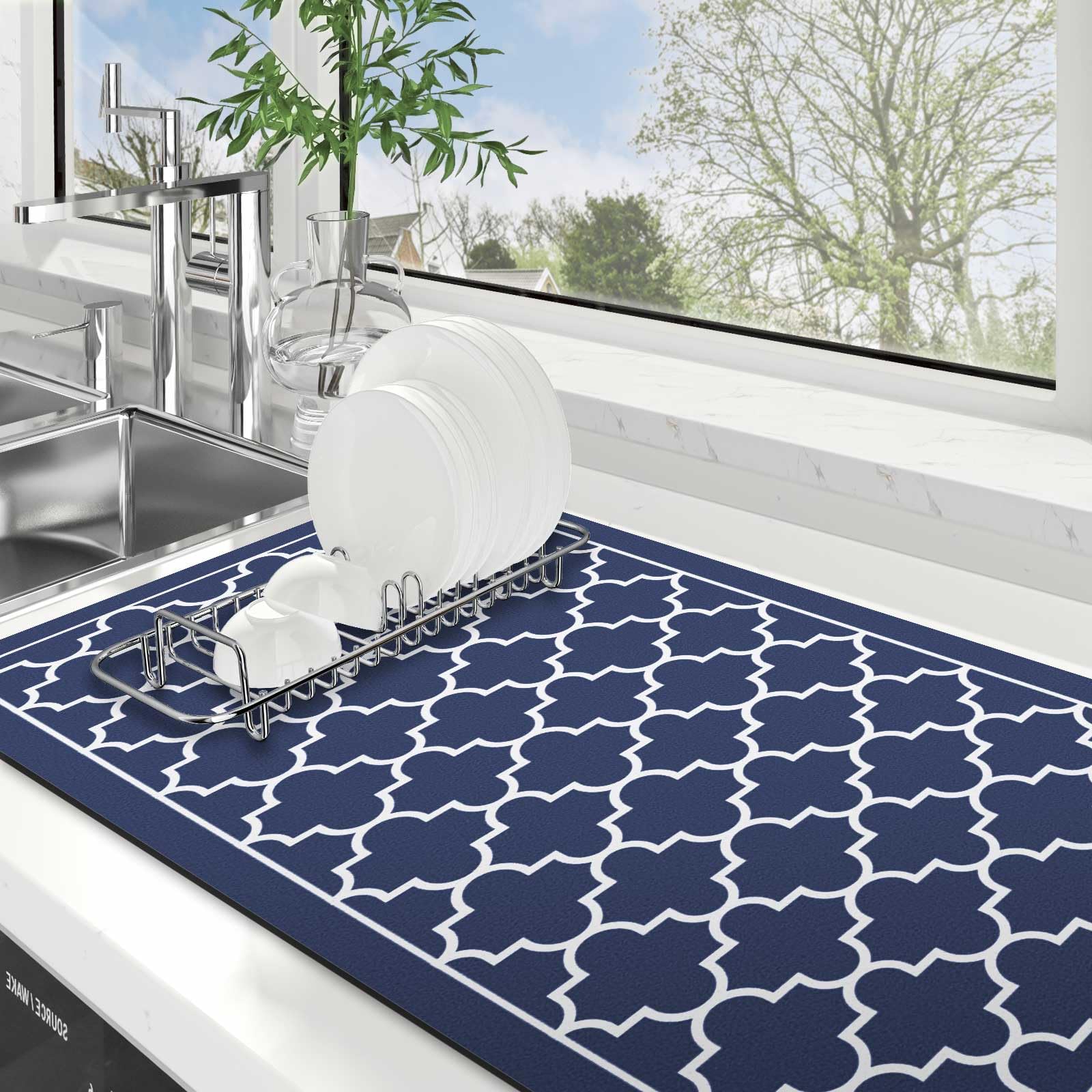 Tapete De Secagem De Pratos Wiselife Super Absorbent Large 45x80cm Azul