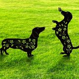 Decoração De Jardim Dachshund Doesen Dog Rust Proof Metal Black