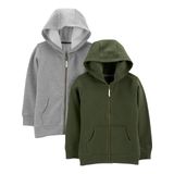 Moletons Simple Joys Da Carter&#39;s Baby Boys, Pacote Com 2 Unidades, Verde-oliva E Cinza