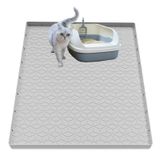 Tapete De Areia Para Gatos Jacooxi Silicone Impermeável 70x55cm Cinza Claro